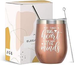 ElegantPark Teacher Gifts for Women Teacher Appreciation Gifts Teacher Tumbler Thank You Gifts for Teachers Christmas Gifts End of Year Teacher Gift Wine Tumbler Stainless Steel with Straw