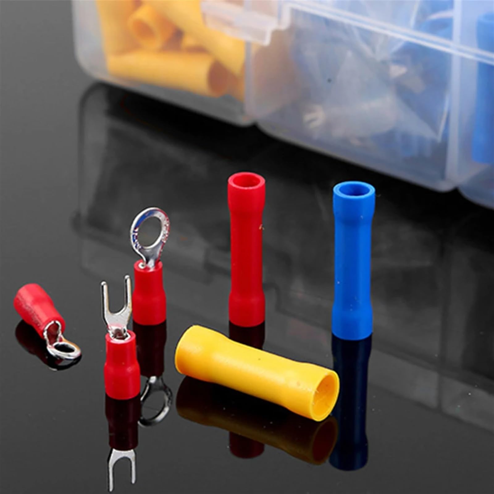 Assortiment de cosses à Pelle, connecteur de câble isolé, Fil électrique, sertissage, Anneau Bout à Bout, Fourchette, cosses, Kit roulé, 280/480/720/1200 pièces(280Pcs)