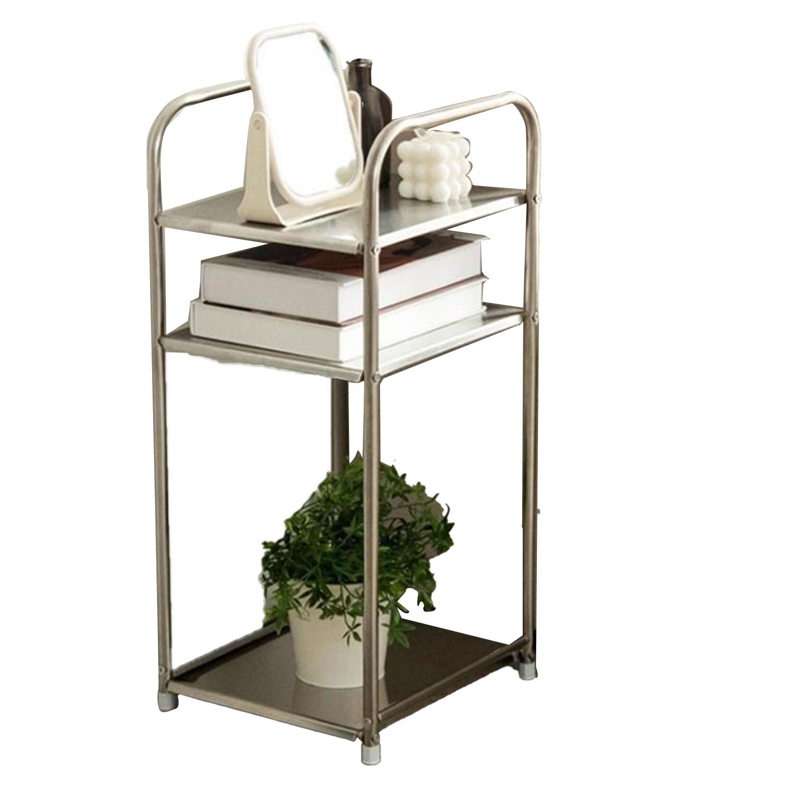 Estante de Pie de Acero Inoxidable de 3 Niveles, Estante de Almacenamiento con Altura Ajustable para Baño, Cocina