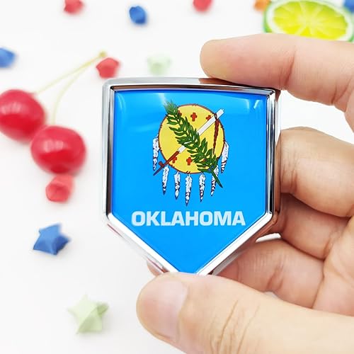 Miniatura 2 de Overdecor Calcomanías de bandera de Oklahoma, emblema de automóvil, accesorios de automóvil, decoraciones de escudo cromado, calcomanías para autos,