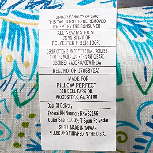 Pillow Perfect Paisley Outdoor Round Corner Chair Cushion Deep Seat, Weather, And Fade Resistant, Square Corner - 36.5" X 18", Blue/Yellow Gilford, 8 Count #TOP2