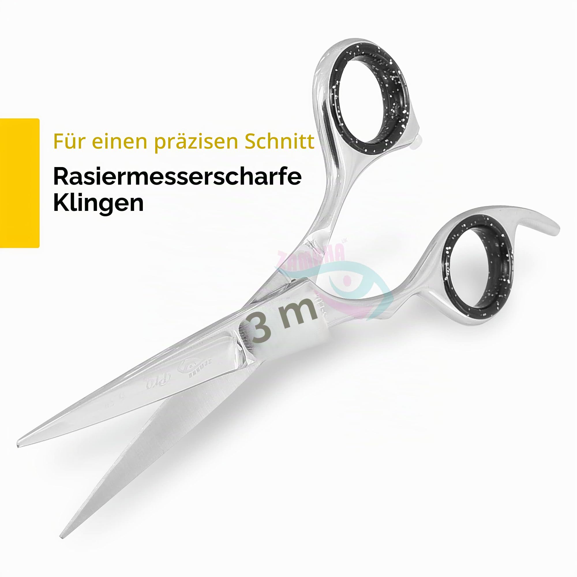 ZAMAHA Lefty Friseur Professionelle Haarrasierschere - Linkshänder 16,5 cm Haarschere (Schneiden + Ausdünnen) - Poliertes Finish