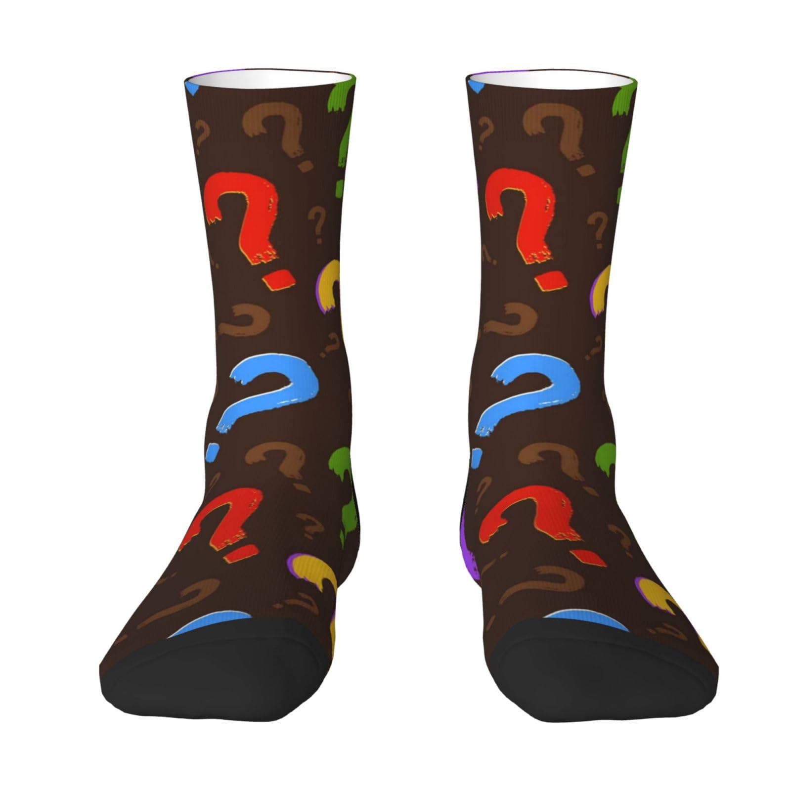 Yandm Unisex As Picture Colorful Question Mark, Crew Socks Compression Socks Casual Novelty Sports Socks For