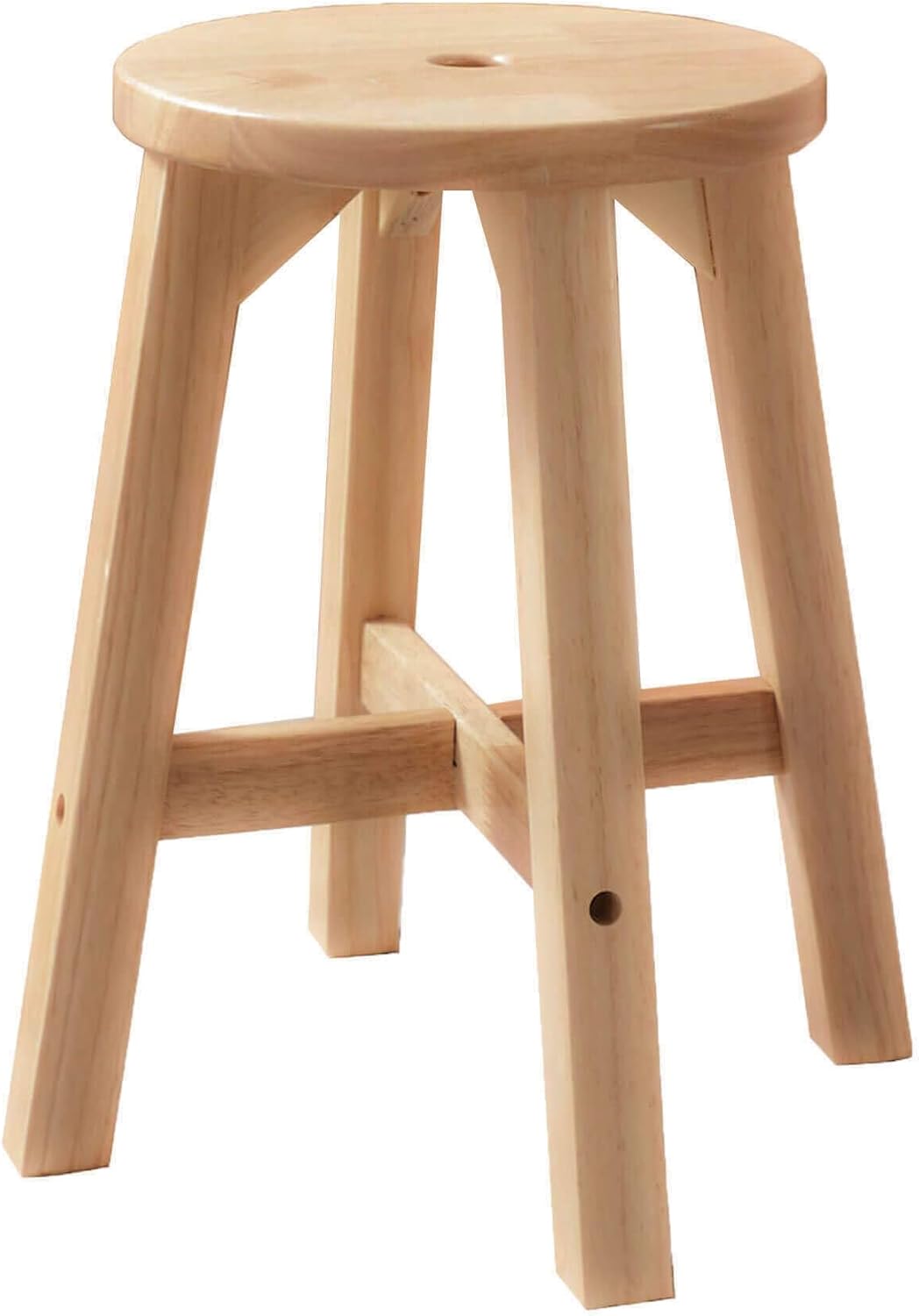 Lestar Wooden Stool Round Wood Stools 18" H for Living Room Kitchen Bathroom (18" H/Round)