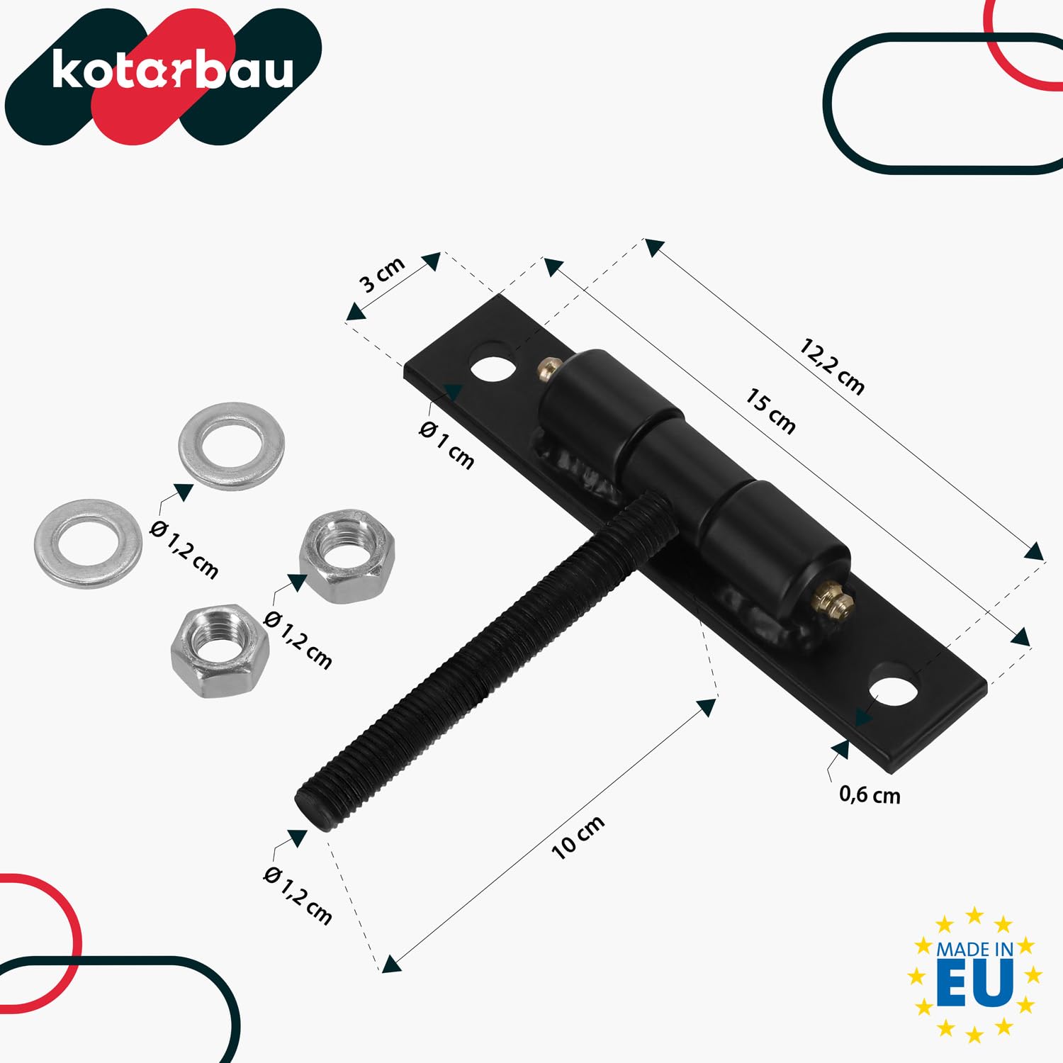 KOTARBAU® 2er Set Torband Einstellbar lang Schmiernippel Bolzenkugelgelagert für leichte Bewegung M12x100mm