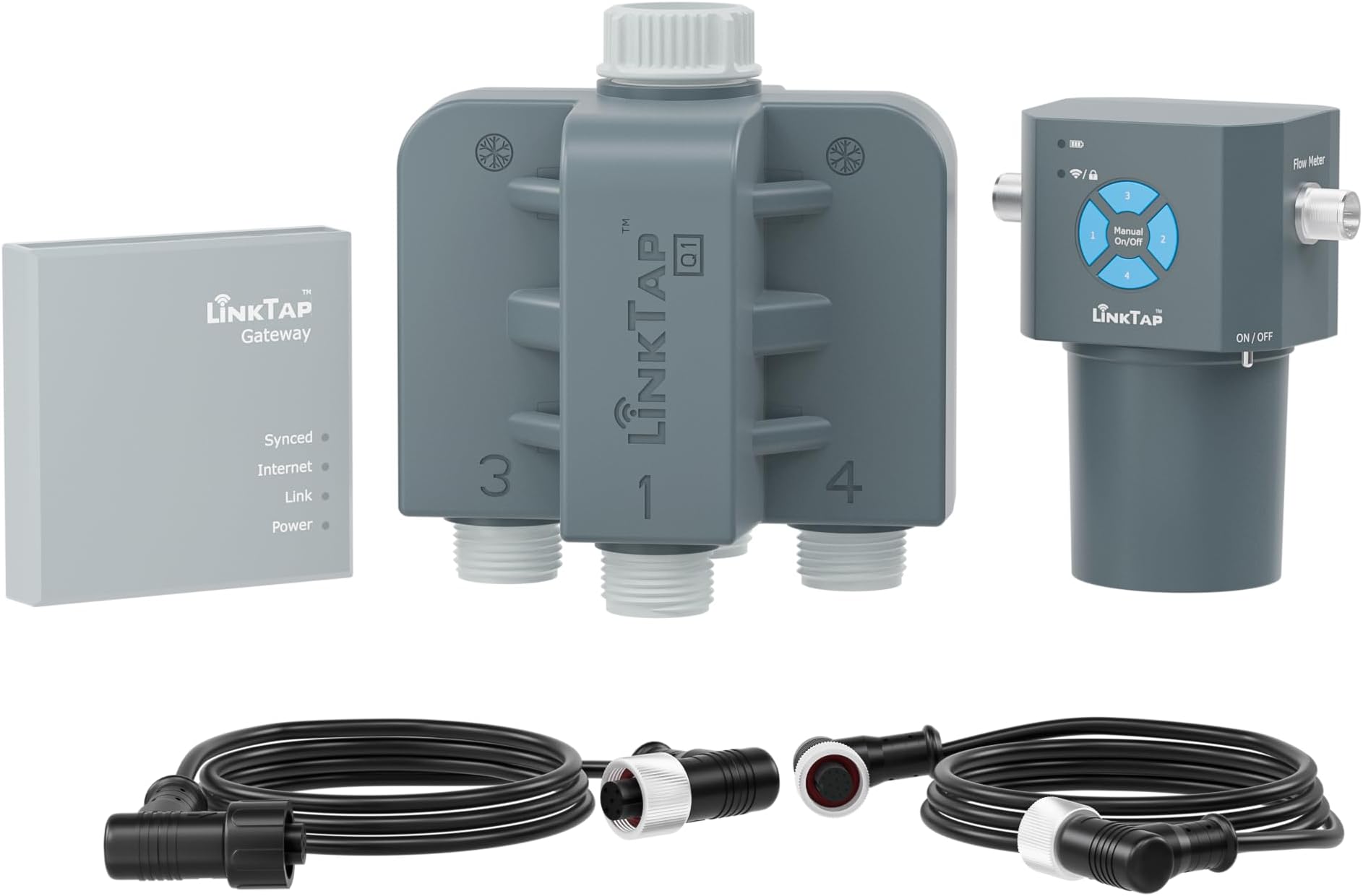 Q1 4-Port Smart Water Timer | Requires Gateway | 4 Separate Outlets, Intelligent Irrigation System Controller, Equals 4 G2S or 2 D1 Sprinkler Timers, Mesh Network for Garden/Yard/lawn/pool