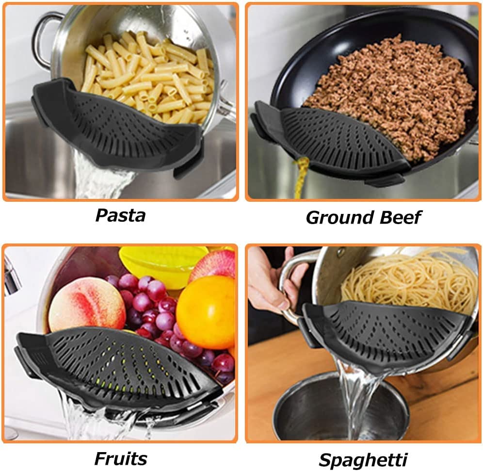Colino A Clip In Silicone Arancione - Filtro Universale Per Pentole, Pasta, Verdure, Adatto A Ciotole, Lavabile In Lavastoviglie