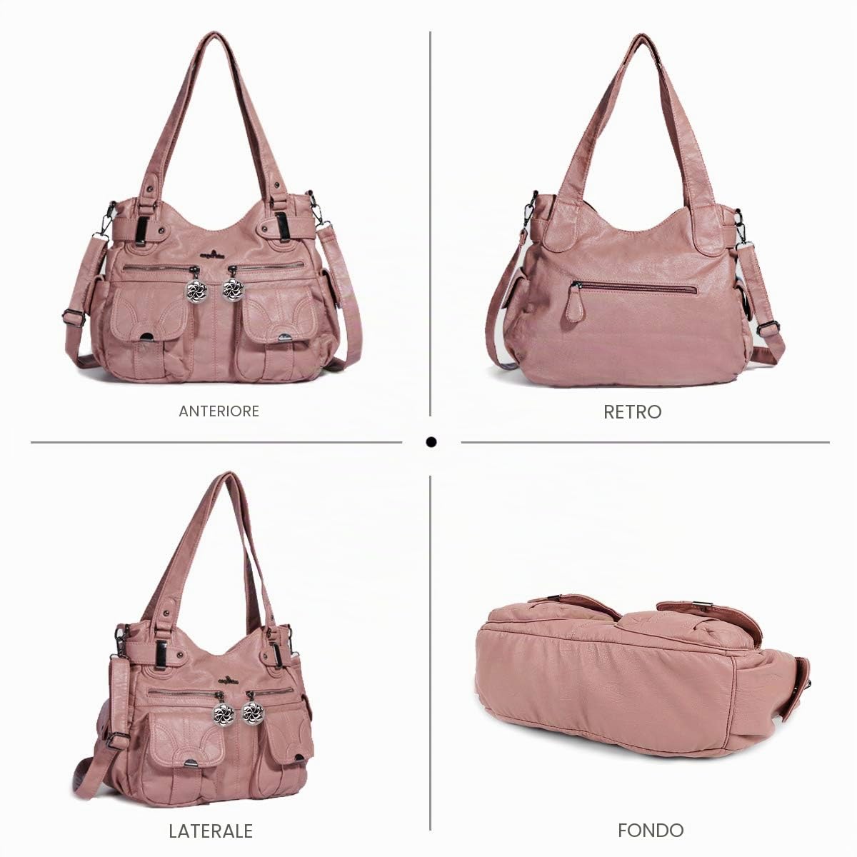 NICOLE & DORIS Borsa a Tracolla Spalla Grande PU Pelle Donna Borsa Messenger da Lavoro Retro Borsa a Mano Progettista Borse Tote Manico Superiore