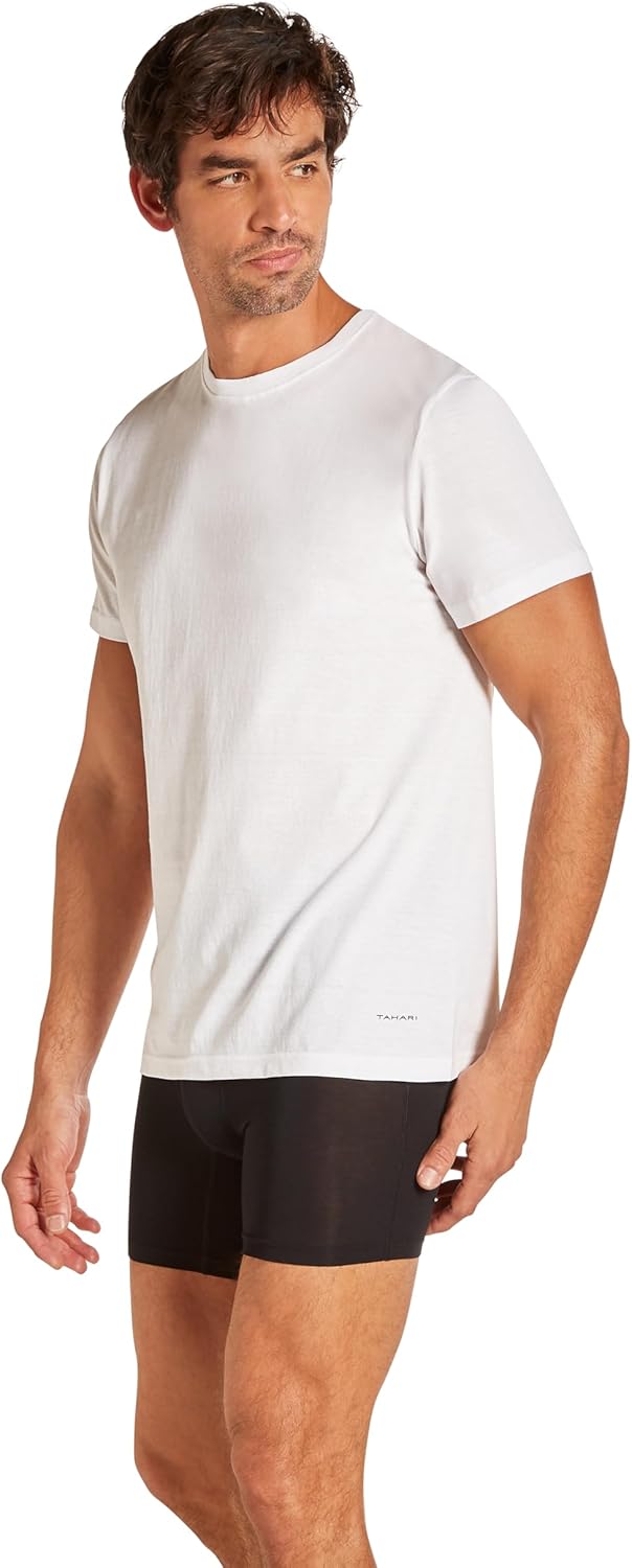 TAHARI Men's 4-Pack Cotton Stretch Crew Neck T-Shirt – Soft, Breathable & Flexible Fit Undershirt - Image 3