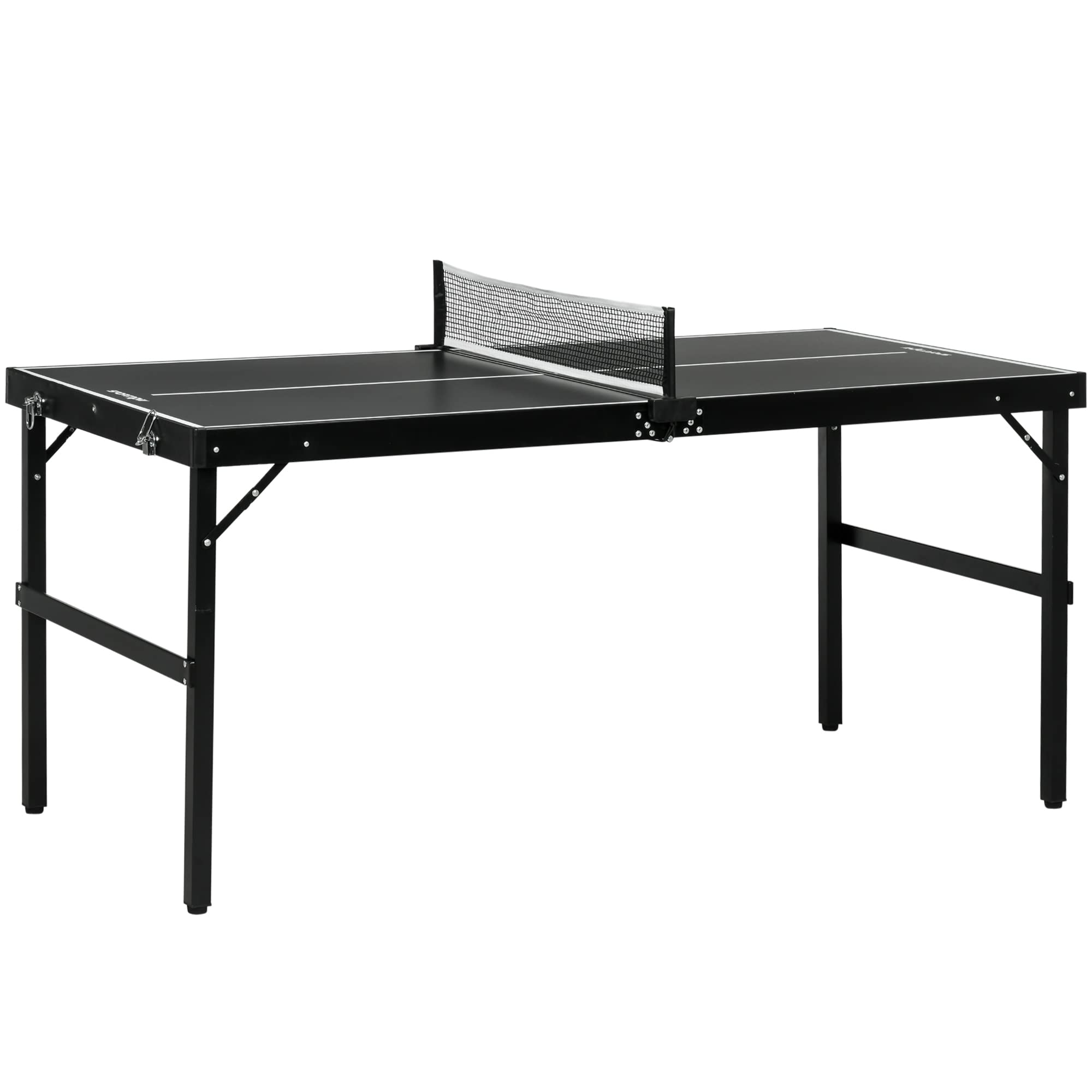 SPORTNOW Mesa de Ping Pong Plegable con Estructura de Aluminio Mini Mesa de Tenis Portátil con Red para Interior y Exterior 152x76x72 cm Negro