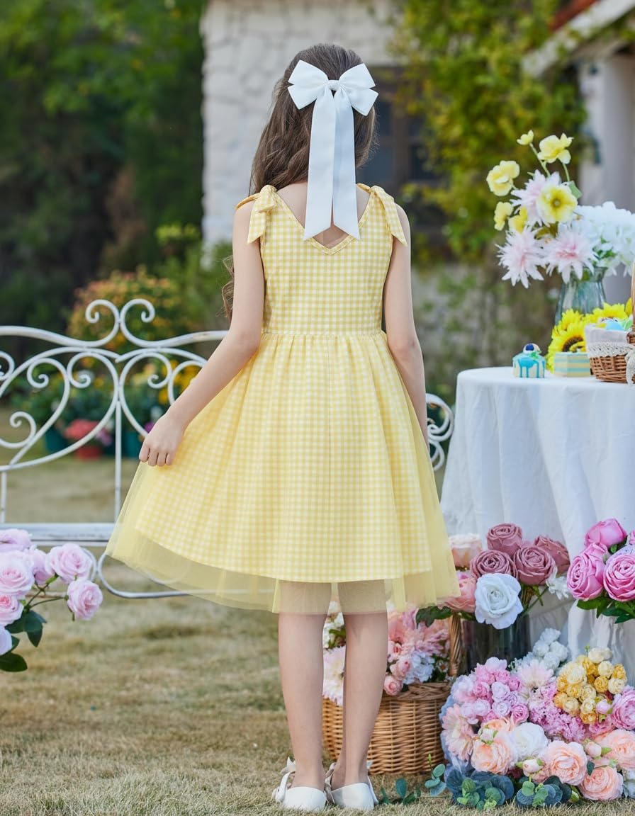 Arshiner Toddler Girls Tutu Dress Bow Shoulder Tulle Sleeveless Dresses Summer Party Sundress for 2-8Y image 5
