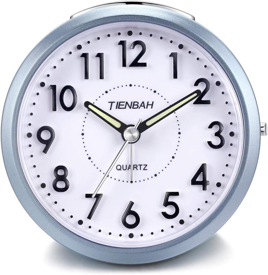 Yadelai Bedside Alarm Clock,Sale Clearance Promotion Small Lightweight Travel Quartz Alarm Clock,Silent NonTicking Analog Alarm Clock with Snooze and Light,Ascending Sound Alarm,Easy to Set (Blue 552)