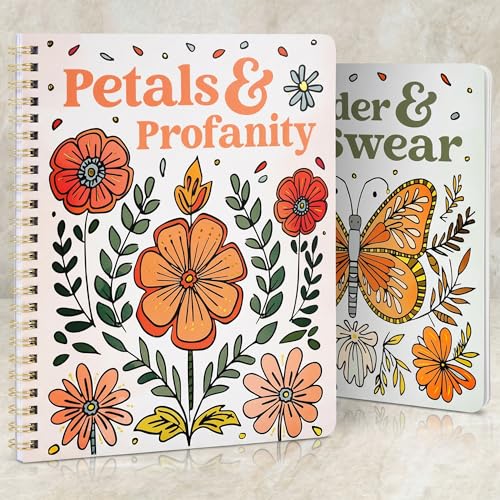 Beautiful Coloring Book Set of 2 for Adult Relaxation - Funny Coloring Books with Floral Designs for a lot of Laughs - The Perfect Stress-Relieving Gift for Women