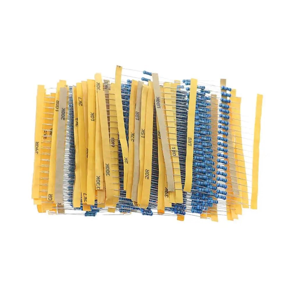 1000Pcs/lot 50Values x 20pcs 1% 0.1 ohm~4.7M ohm 1/2W 0.5W Metal Film Resistor Assorted Kit Package