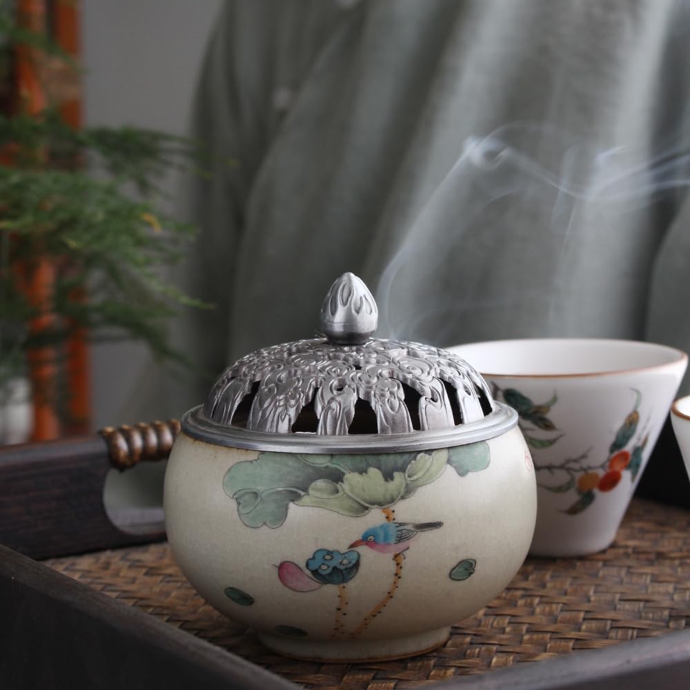 Porta incenso in ceramica bruciatore di aromaterapia per interni retrò bruciatore di incenso in stile cinese creativo aromaterapia bruciatore decorazione per la casa bruciatore di incenso a flusso