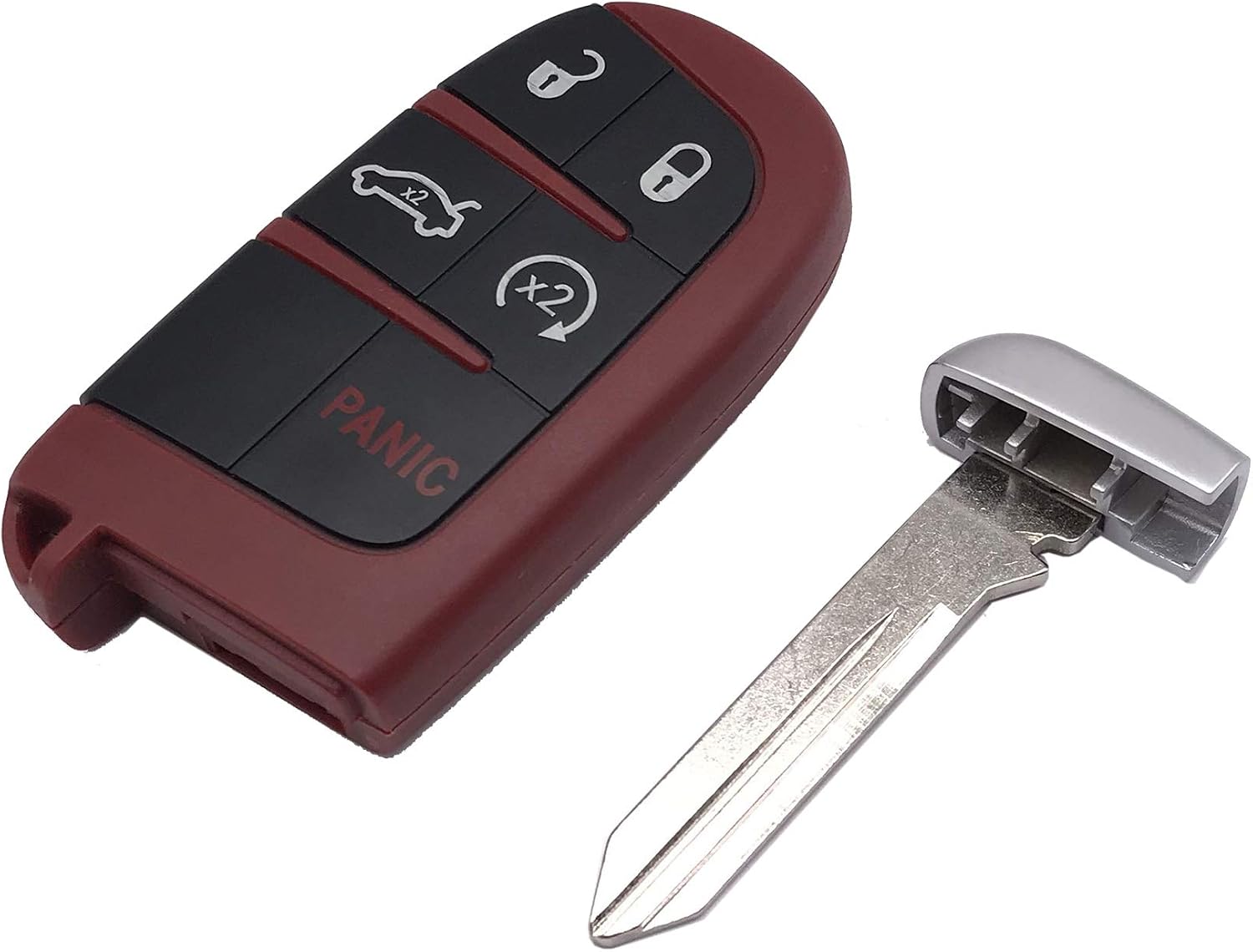 5 Buttons Remote Smart Key Fob Shell Case Fit for Jeep Grand Cherokee Dodge Challenger Charger Dart Durango Journey Chrysler 300 Keyless Entry Replacement Car Key Cover (Red)