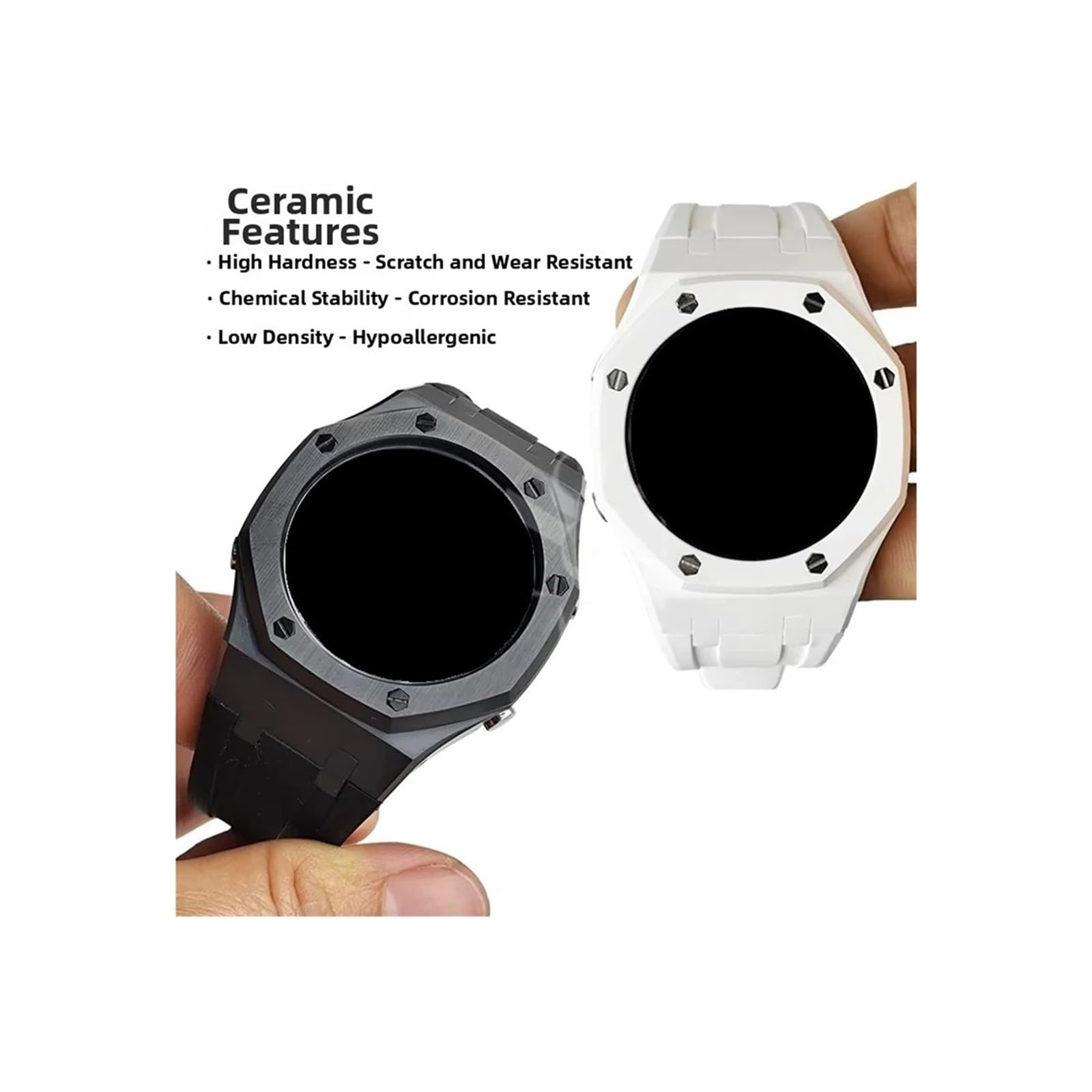 Cinturino adatto for Casio GSHOCK GA2100 GA2110 GA-B2100 | Kit custodia in ceramica con in nylon/gomma fluorurata