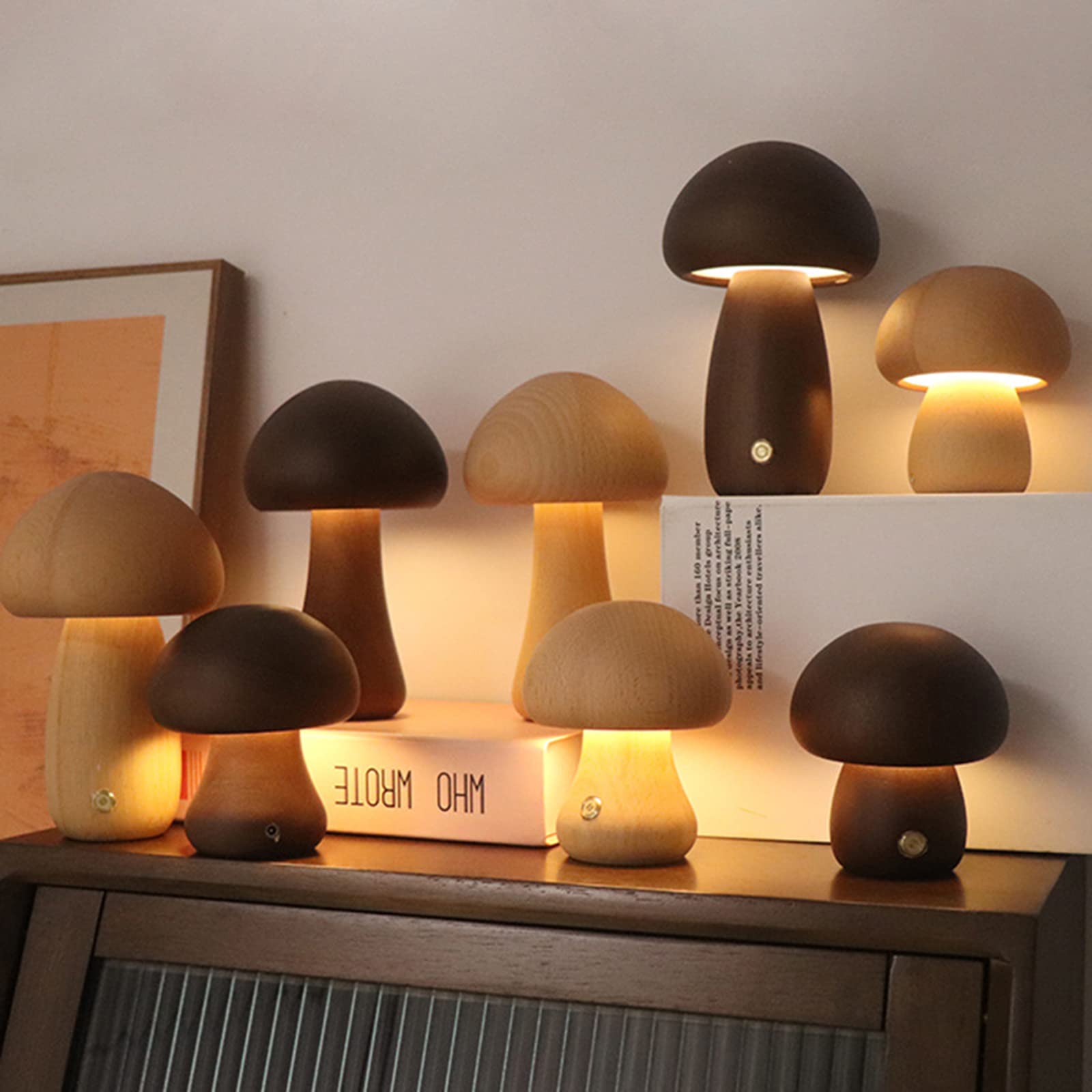 C Mushroom Night Light, Dimmable Bedside Table Lamp, USB Rechargeable Small Nightstand Desk Lamp - Image 4