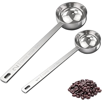 2 Pieces 1 & 2 15 ml 30 ml Coffee Measuring Sets with Long Handle Stainless Steel Tablespoon Scoops 1 Tbsp & 2 Tbsp Measuring Spoons for Ground Coffee Loose Tea Milk Broth and Powder