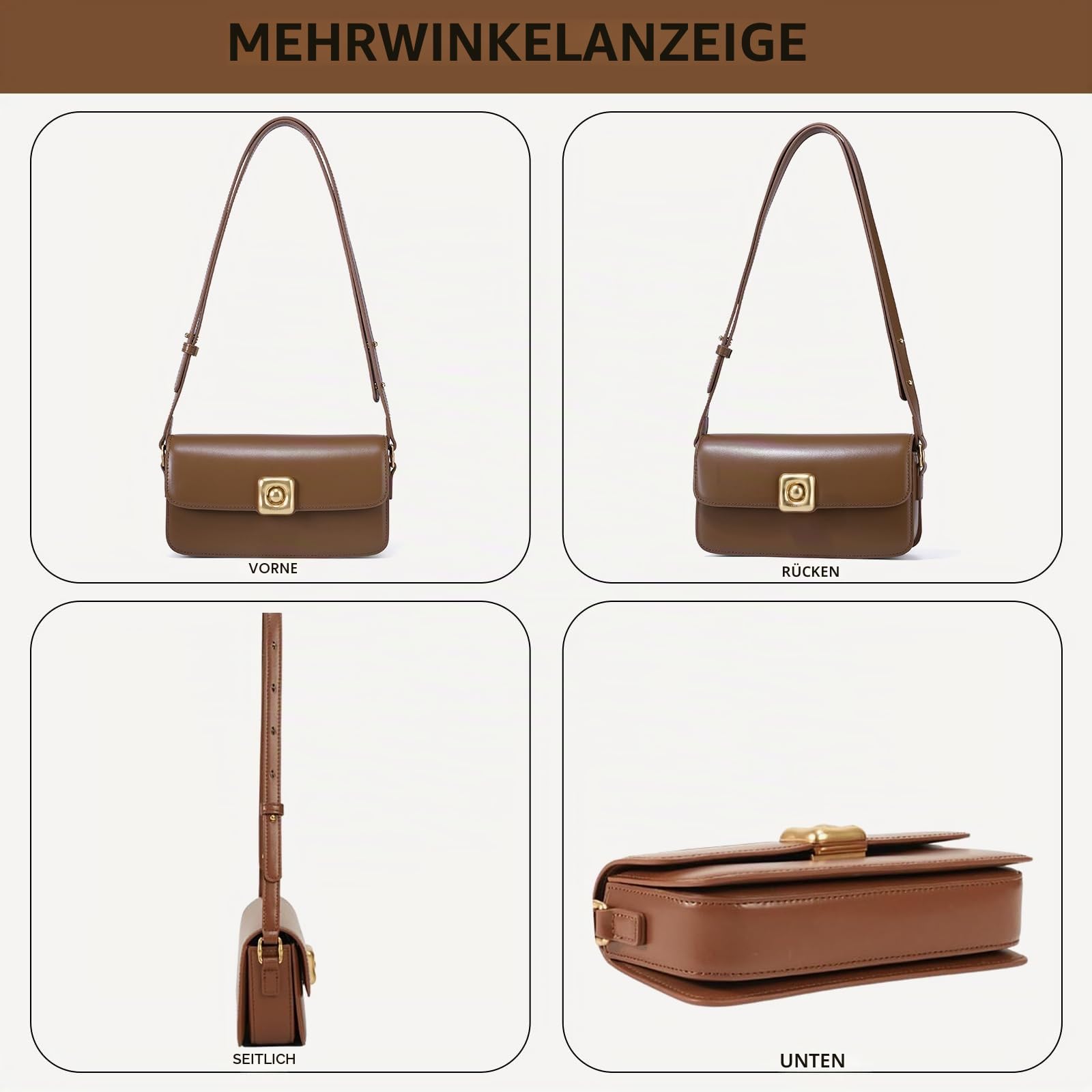 LAFESTIN Umhängetasche aus echtem Leder für Damen mit verstellbarem Riemen, Crossbody-Geldbörsen für Mädchen, Designer-inspirierte Handtaschen