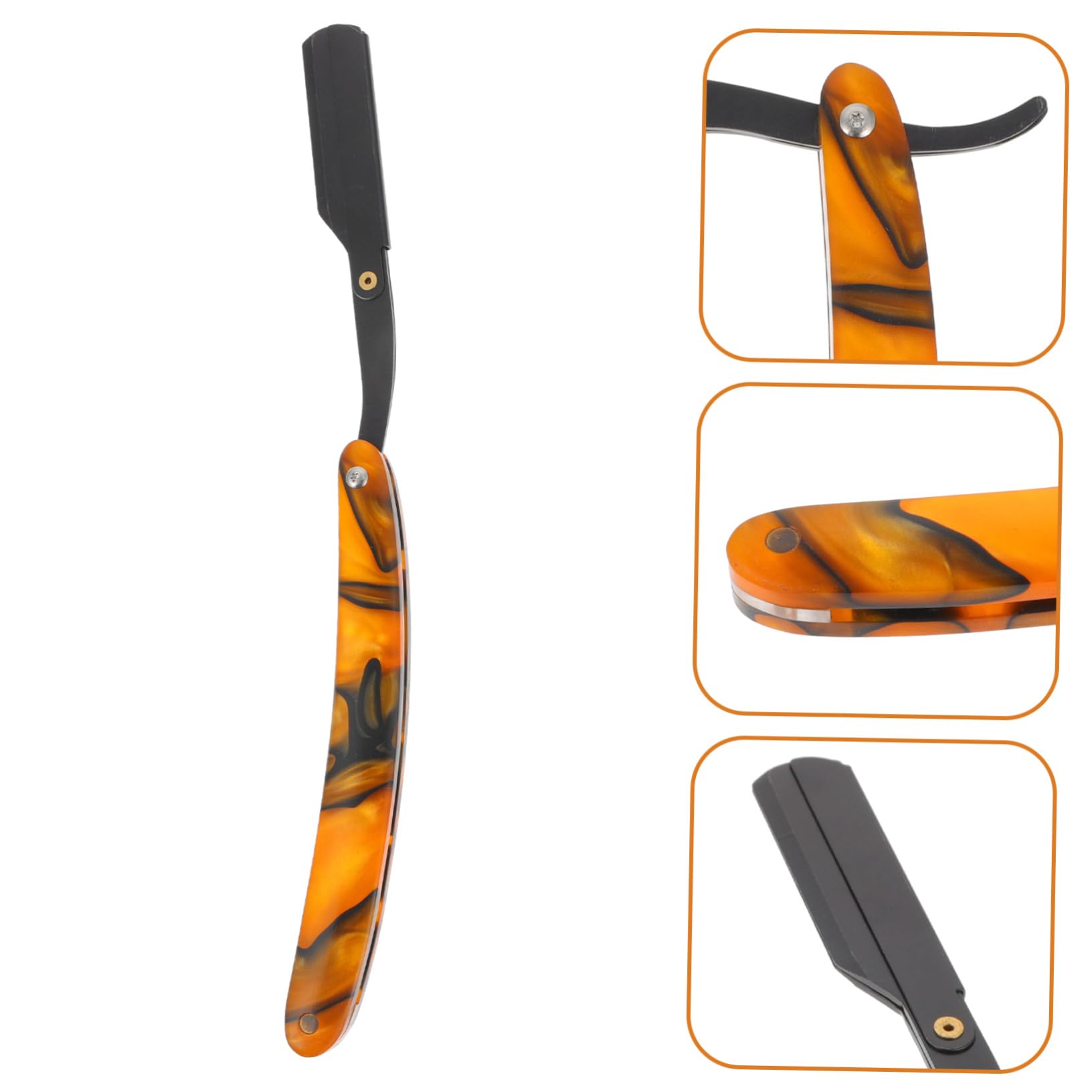 Baluue Gold Barber Steel Razors Shaving Holder for Men Vintage Metal Hair Shaper Safe Razor for Beard Sideburns