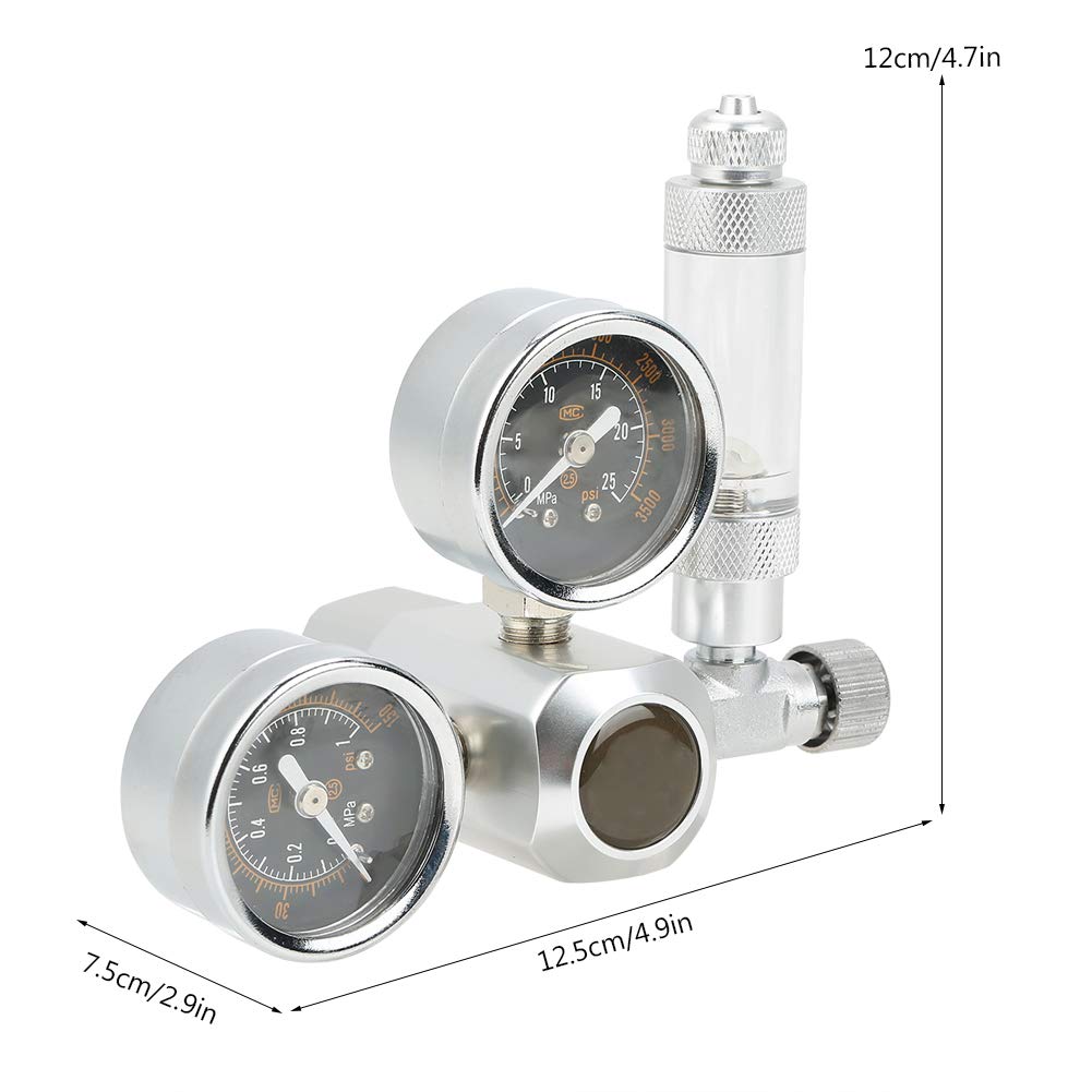 Zerodis Régulateur d'aquarium CO2, Mini Affichage à Double jauge avec Compteur de Bulles et clapet Anti-Retour précis et Facile à régler(W21.8)