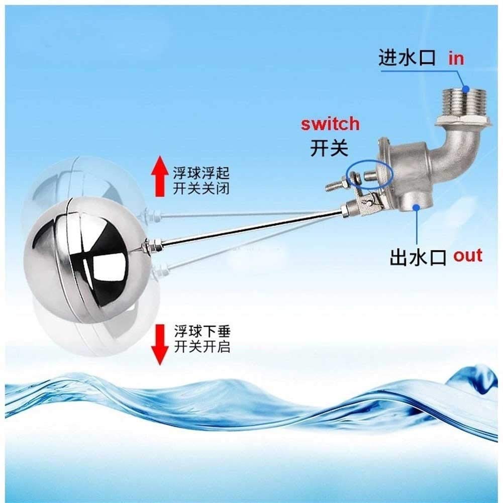 DOLUNTO 1PC 90 Grados válvula de Flotador de Bola válvula de Agua de la Torre del Tanque de Agua del Flotador Interruptor de la válvula (Specification : DN25)