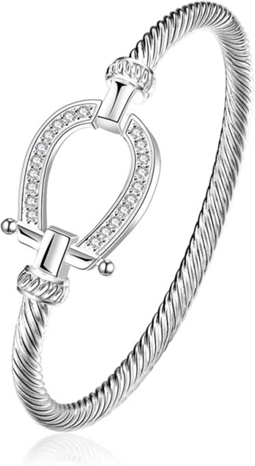 Horseshoe Bangle Bracelet for Women, Adjustable Simple Horseshoe Bracelet Birthday Gifts Animal Jewelry,Horse Hypoallergenic Fashion Women Bracelet Bangle Jewelry for Christmas Gift for Women