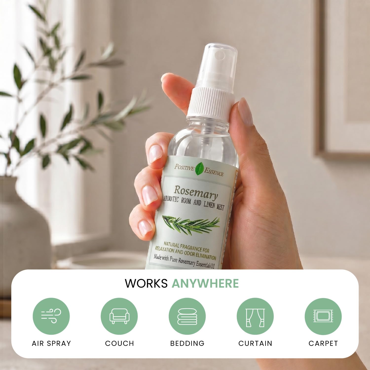 Rosemary Room & Linen Spray with Rosemary Essential Oil, 4.06 fl oz view 4