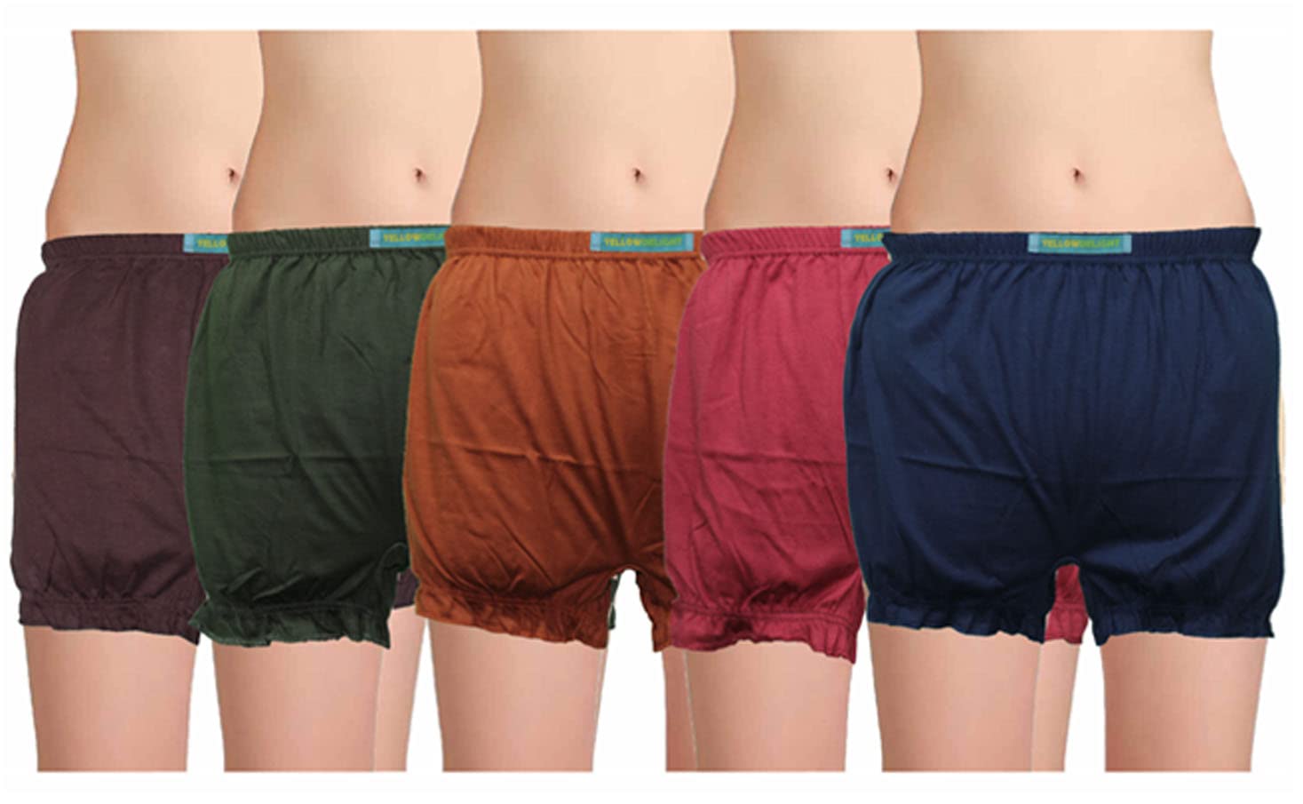 Womens 100% Cotton Plain Bloomer Pants and Shorts-Pack of 5-image-17