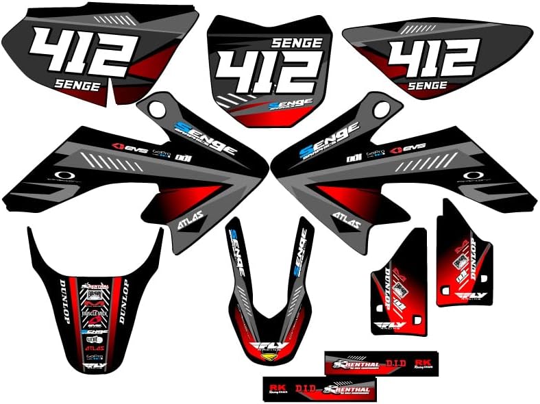 2013-2024 CRF 50 Surge Black Senge Graphics Complete Kit with Rider I.D. Compatible with Honda