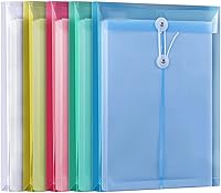 Vista 1 de LaOficina Sobres transparentes de polietileno con cierre de botón a presión de 1 pulgada con fuelle de apertura superior, tamaño carta, 5 por