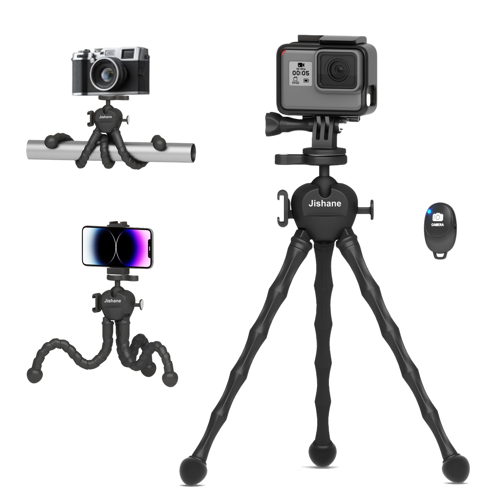 Treppiede per fotocamera e telefono con telecomando wireless