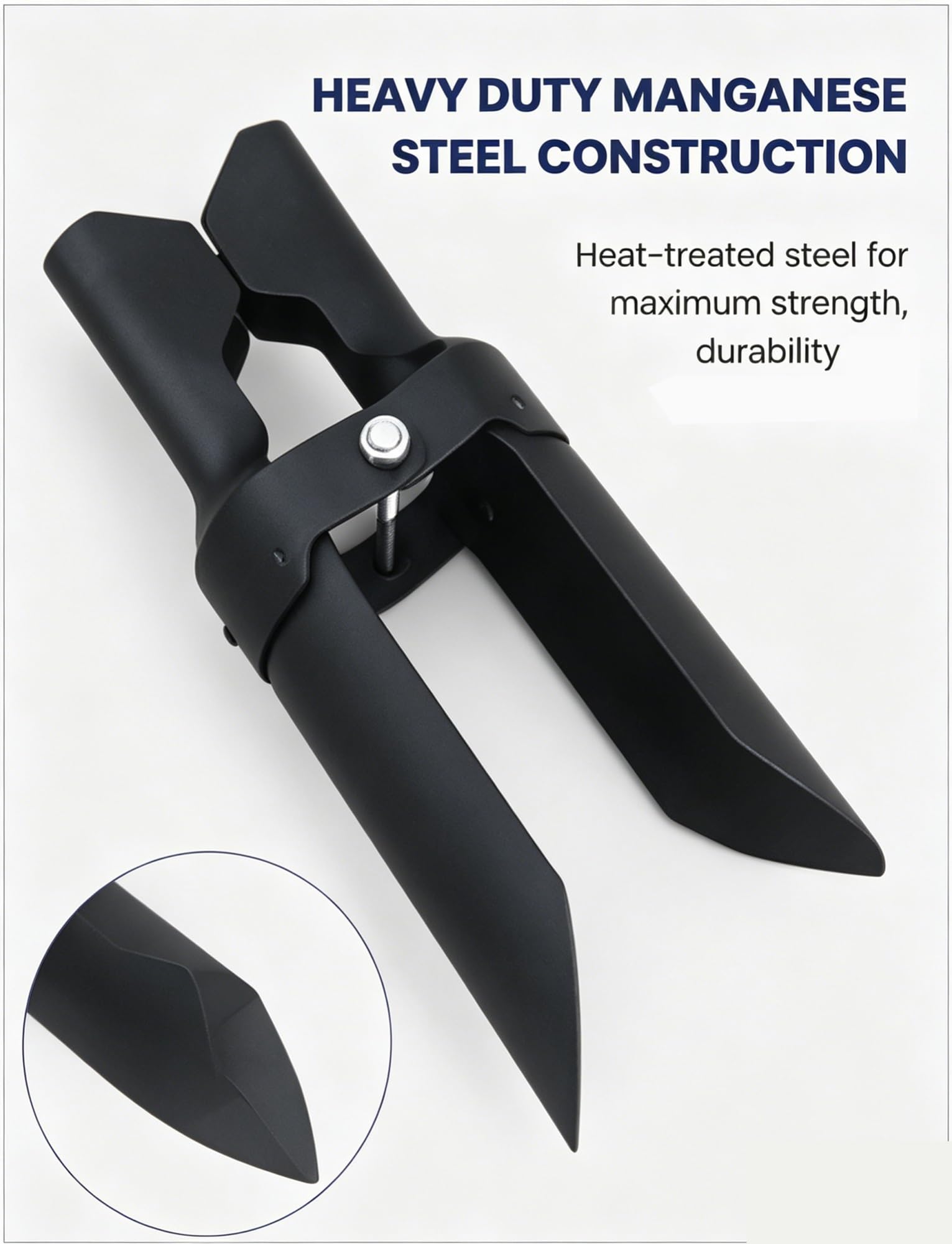 Robuster manueller Pfostenlochgräber mit ergonomischem Langen Griff – Erdbohrer aus Manganstahl for Zaunpfosten und Briefkästen(Digger Head Only)
