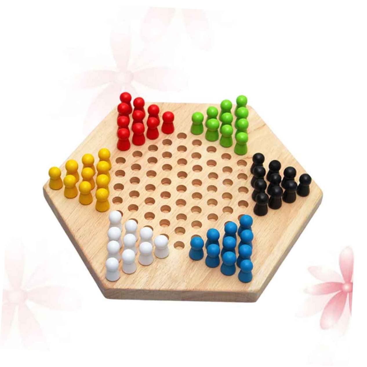Dames Hexagonales en Bois 1 Pièce, Jeu pour Garçon et Filles et Adultes