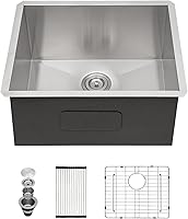 Sarlai 21x18x12 Inch Undermount Laundry Sink - 16 Gauge T304 Stainless Steel Deep Utility Tub for Kitchen & Laundry