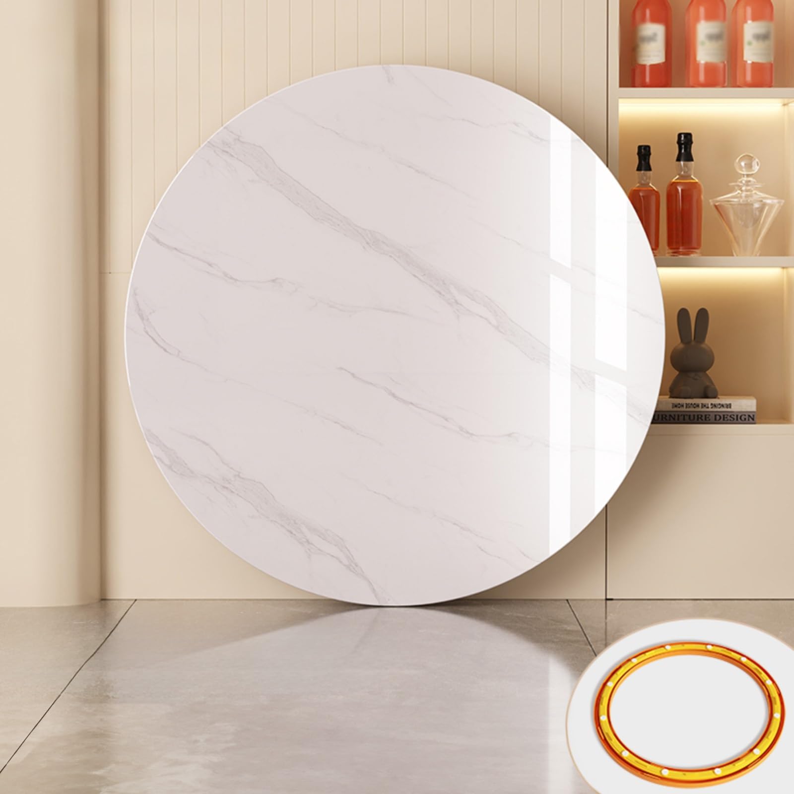 CTREVL Lazy Susan for Dining Table, Lazy Susan for Table Top, Rotating Round Dining Tables, Silent & Smooth Spin, Stone Plate Material, Suitable for Dining Tables, Kitchens, Banquets, and Parties(Whit