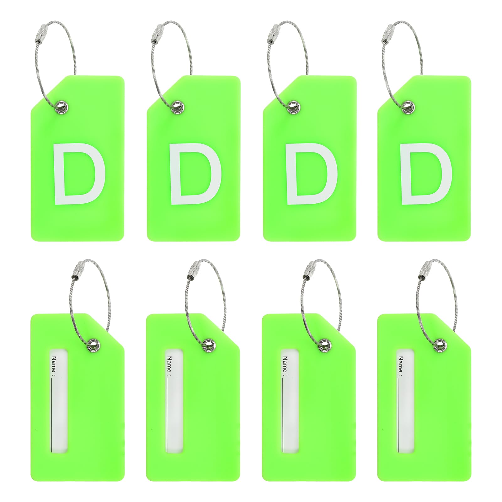 PATIKIL Initial Luggage Tags, 8 Pcs Silicone Suitcase Tag Identifier ID Card Holder Unique Luggage Name Tags with Stainless Steel Loop, Letter D,