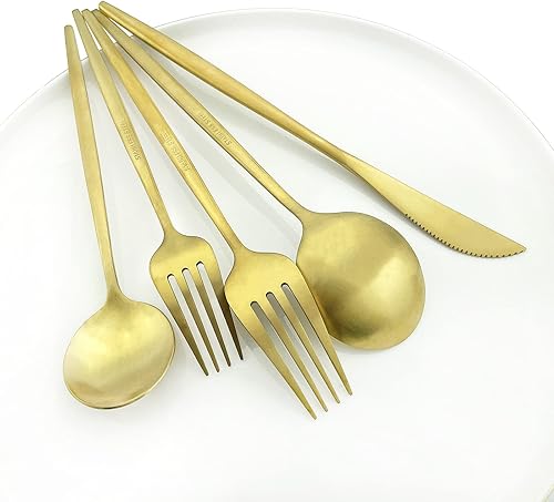 Miniatura 5 de JANKNG 6 cucharas de postre de acero inoxidable dorado, de 7.5in, cucharas de acero inoxidable de grado alimentario para aperitivos de ensalada de