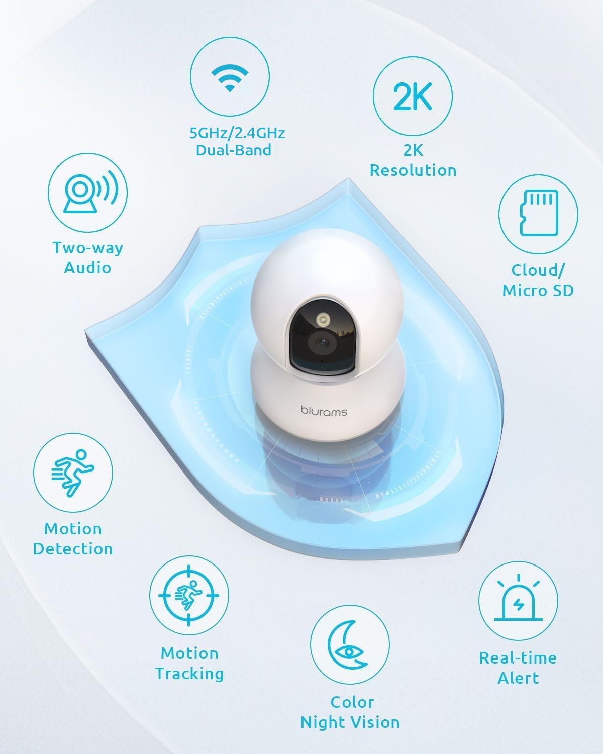 blurams Pet Camera 2K, Indoor Cameras, Dog Camera, 360° Home Security Cameras, Color Night Vision, Motion Tracking, 2-Way Talk, Cloud&SD, APP Control, Works with Alexa — view 3