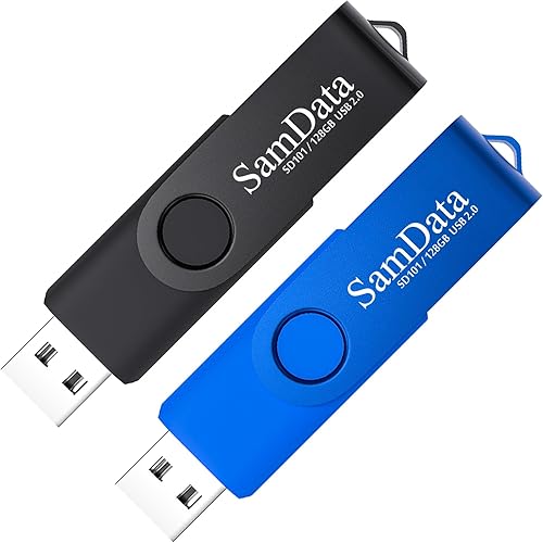Paquete de 2 unidades flash USB de 128 GB de 128 GB con luz LED para almacenamiento y respaldo (2 colores negro y azul)