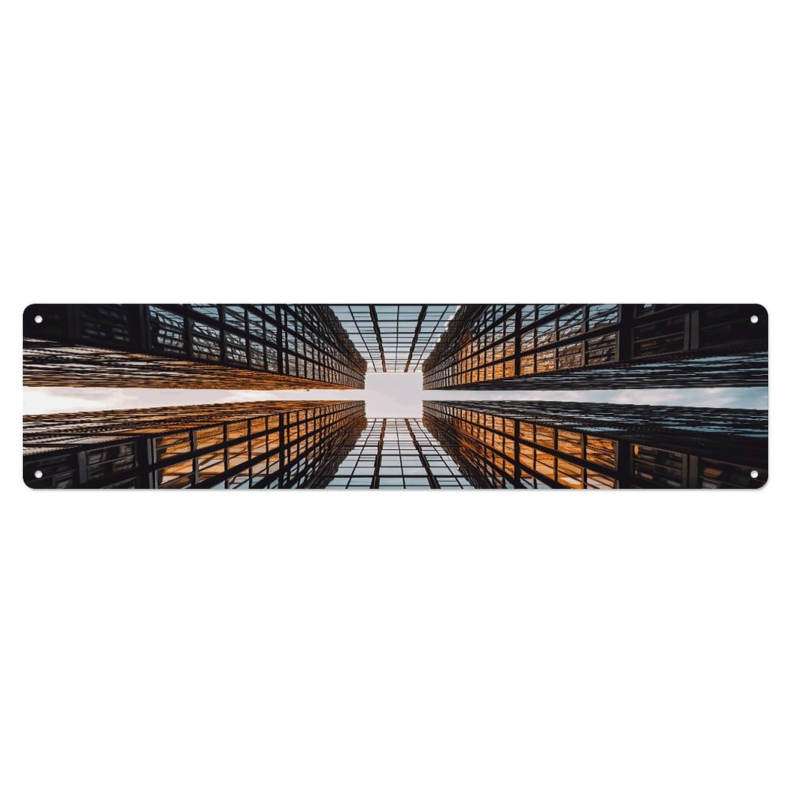 Adfgyerh Style Skyscraper Looking Up At Sky Wall Decor Aluminum Waterproof. Plaque, Practical Gift,Sign 15.7X3.9 Inch Poster,For Home, Office, Business, Garage– Indoor/Outdoor