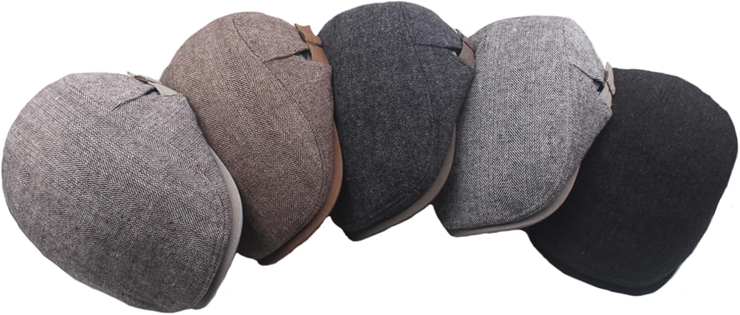 meioro Men's Cotton Flat Cap Herringbone Tweed Newsboy Hat Adjustable Wool Blend Hats Gatsby Cabbie Ivy Caps - Image 7