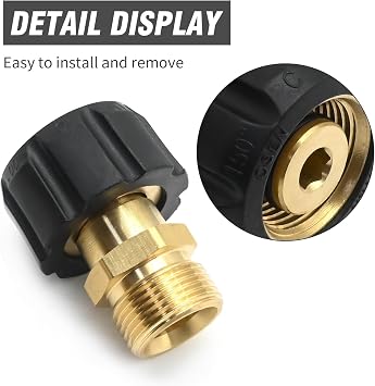 Brass Pressure Washer Coupler, M22 15 Mm Female Thread to M22 14 Mm Male Fitting, Robust Garden Water Pipe Hex Bushing Reducer Adapter (4500 PSI)