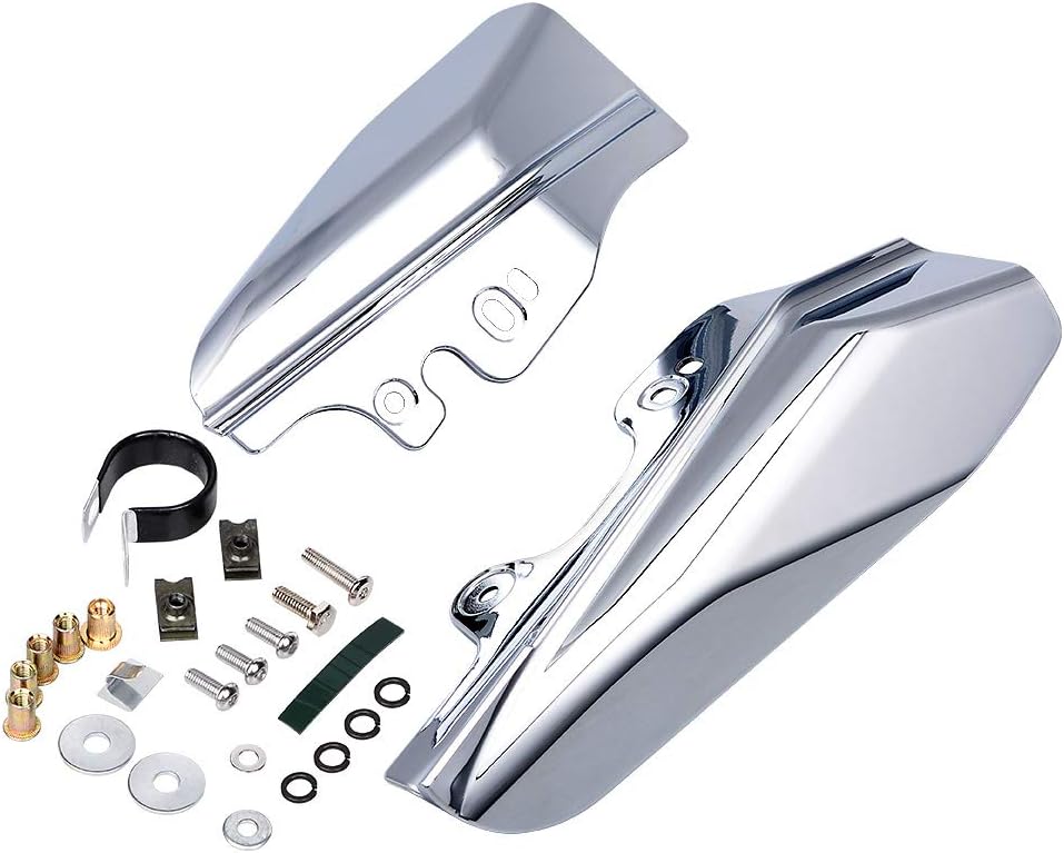 Pair Motorcycle Mid-Frame Air Deflector Chrome Heat Shield Compatible for 2001-2008 Harley Touring Models Electra Road King Glide (Chrome)