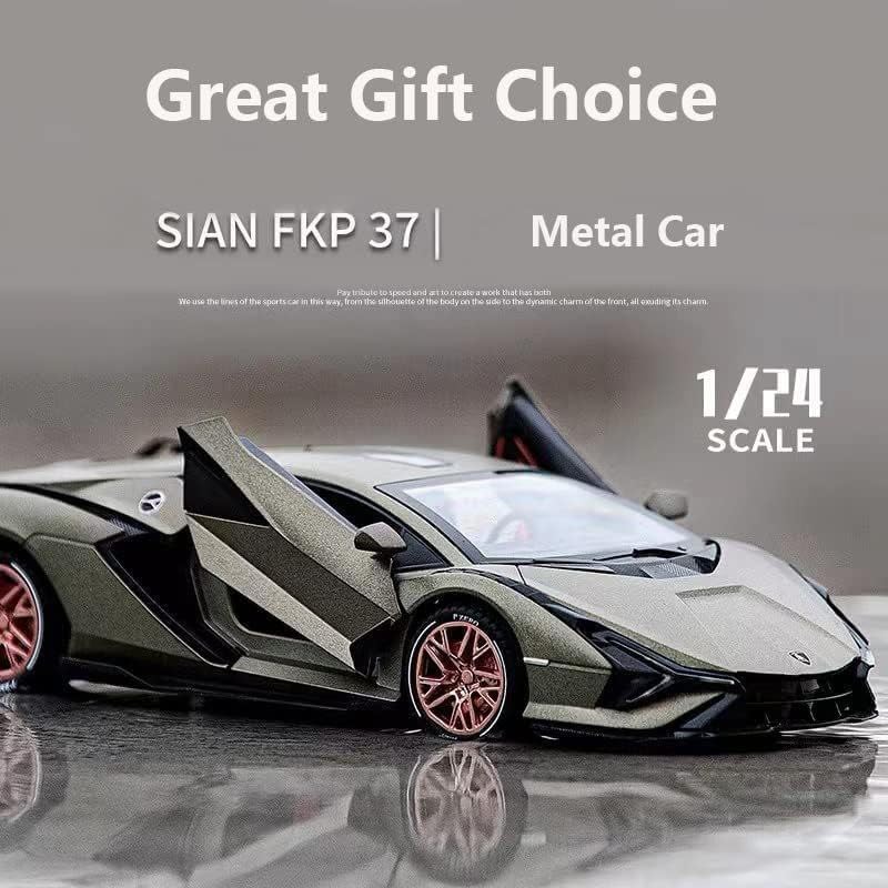 Image of 1:24 Lamborghini Sian Miletry Toy Die-cast Metal Toy Model Car Pull Back car Super car with Openable Doors with Sound and Light for Gifts Toys for Kids (1:24 Lamborghini Sian - Green)