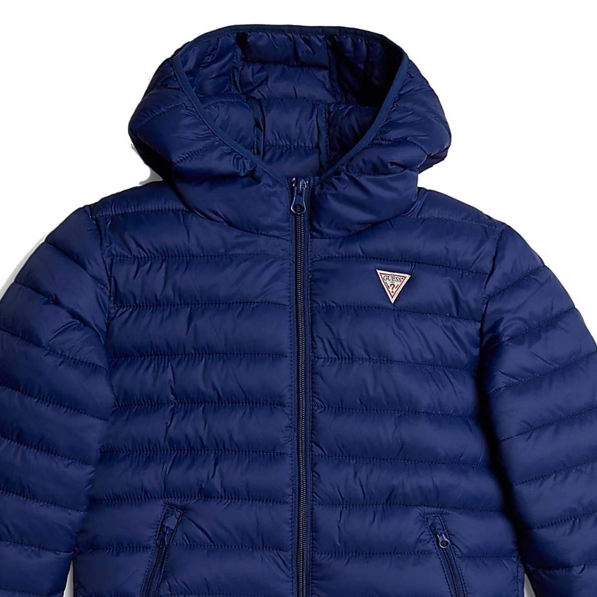 Guess, Giubbino Imbottito con Cappuccio Blu Navy Ragazzo Bimbo Bambino 16A