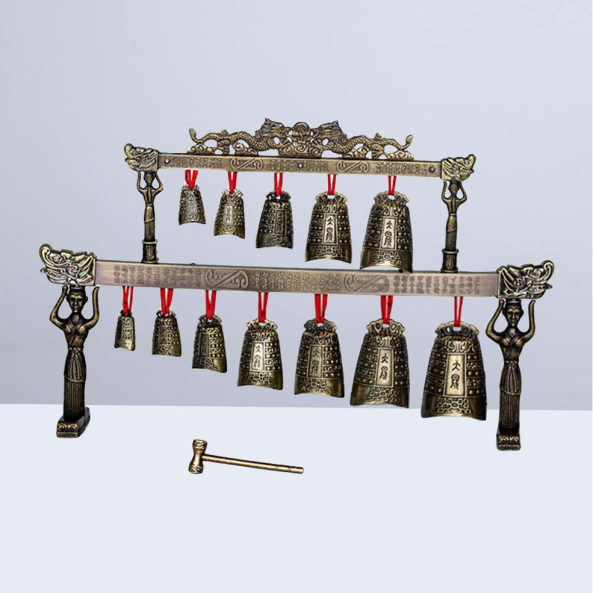 Strumenti Cinesi in Bronzo Doppia Strata, Tradizionali Arte Popolare Cinese, Campanelli Cinesi Eolici, Musicale Cinese a Percussione Strumento decorazione, Viaggiare Souvenir