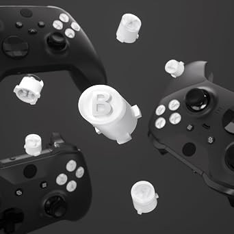 eXtremeRate ABXY Buttons for Xbox Core Wireless Controller, Two-Tone Carmine Robot White & Clear Classic Symbols Action Buttons Replacement Prats for Xbox One S/X, Elite Series 2 Core & 1 Controller