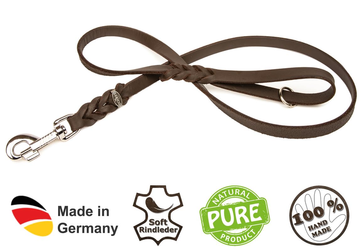 Guinzaglio in pelle con maniglia e moschettone in ottone 130 cm - Euroitalia Pet S.R.L
